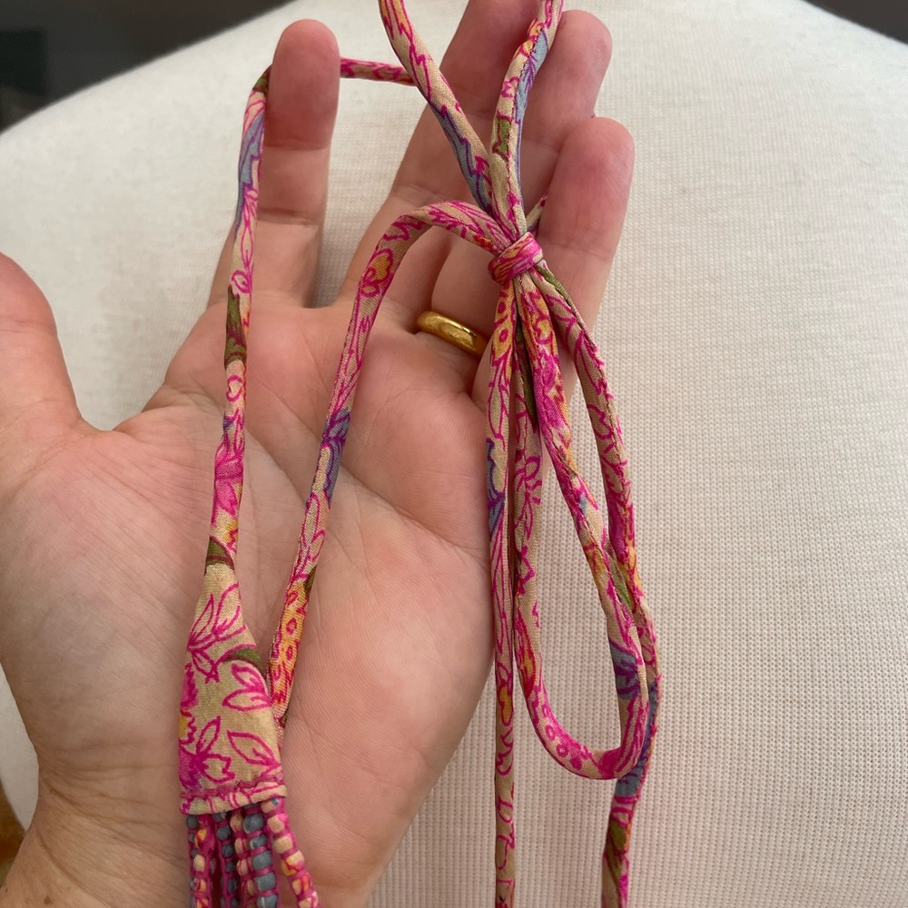 Silk Wrapped Multi Strand Handmade Tie Necklace - Picture 6 of 6
